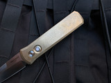 CONSIGNMENT Pro-Tech Godson Auto Folder SW Solid Bronze AL Body and Pearl Button w/ 154CM Satin Plain Edge Blade (3.15") 7110
