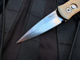 CONSIGNMENT Pro-Tech Godson Auto Folder SW Solid Bronze AL Body and Pearl Button w/ 154CM Satin Plain Edge Blade (3.15") 7110