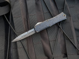 CONSIGNMENT Microtech Hera II Mini Bayonet Signature Series Claw Burst Deep Engraved Black Aluminum Body w/ Damascus Plain Edge Blade (2.875") S/N 053 1701M-16CBS