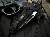 Microtech Gen III LUDT T/E Auto Folder Tactical Black Aluminum Body w/ M390MK Black Plain Edge Blade (3.5") 1136-1T