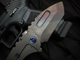 Medford Praetorian T Folder "Old School Tumbled" Titanium Body w/ Flamed Titanium Hardware and S45VN Vulcan Tanto Plain Edge Blade (3.75")