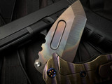 Medford Praetorian T Folder Bronze-Violet "Lazy River" Sculpted Titanium Body w/ Flamed Titanium Hardware and S45VN Vulcan Tanto Plain Edge Blade (3.75")