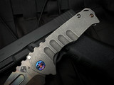 Medford Genesis T Folder Old School Tumbled Titanium Body and Flamed Hardware w/ S45VN Vulcan Tanto Plain Edge Blade (3.3")