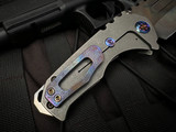 Medford Genesis T Folder Old School Tumbled Titanium Body and Flamed Hardware w/ S45VN Vulcan Tanto Plain Edge Blade (3.3")