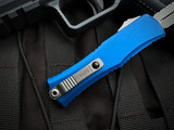 Microtech Hera II Mini D/E Blue Aluminum Body w/ M390MK Apocalyptic Full Serrated Blade (2.875") 1702M-12APBL