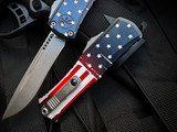 Microtech Hera II Mini Recurve USA Flag Aluminum Body w/ M390MK Apocalyptic Plain Edge Blade (2.875") 1705M-10FLAGS