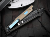 Reate EXO Gravity Knife Green Micarta Inlaid Black PVD Titanium Body w/ Elmax PVD Double Edge Plain Blade (3.75”)