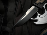 Reate EXO Gravity Knife Green Micarta Inlaid Black PVD Titanium Body w/ Elmax PVD Drop Point Plain Blade (3.75”)