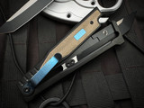 Reate EXO Gravity Knife Green Micarta Inlaid Black PVD Titanium Body w/ Elmax PVD Tanto Plain Blade (3.75”)