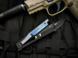 Reate EXO Gravity Knife Heat Anodized Inlaid Black PVD Titanium Body w/ Elmax PVD Drop Point Plain Blade (3.75”)