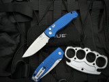 Hogue Ballista I Auto Folder Blue Aluminum Body w/ 154CM Stonewashed Tanto Plain Edge Blade (3.5") 64133