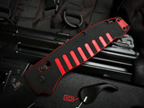 Hogue HK Ballista XL Auto Folder Black/Red Chromacut G10 Body w/ CPM S30V Black Drop Point Plain Edge Blade (3.75") 54559