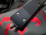 PRE-OWNED Microtech Troodon Hellhound Black Aluminum Body w/ Stonewashed Plain Edge Blade (3") 619-10