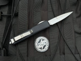 PRE-OWNED Microtech 2019 Bladeshow Special Ultratech Bayonet Black Aluminum Body w/ Stonewashed Plain Edge Blade (3.4")
