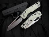 Microtech MSI Folder S/E White Tri-Grip Polymer Body w/ M390MK Stonewashed Plain Edge Blade (3.75") 210T-10PMWH