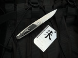 Homer Zhu Custom Chen Auto Folder Unilateral Carbon Fiber Inlaid Titanium Body w/ 154CM Satin Plain Edge Blade (2.75") #09
