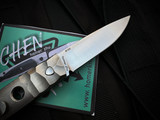 Homer Zhu Custom Chen Auto Folder Partially Sculpted Titanium Body w/ 154CM Satin Plain Edge Blade (2.75") #122