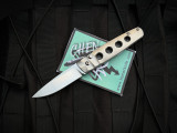 Homer Zhu Custom Chen Auto Folder Partially Sculpted Titanium Body w/ 154CM Satin Plain Edge Blade (2.75") #122