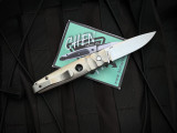 Homer Zhu Custom Chen Auto Folder Partially Sculpted Titanium Body w/ 154CM Satin Plain Edge Blade (2.75") #122