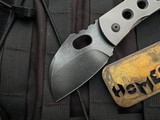 Homer Zhu Custom Parrot Folder Fluted Stonewashed Titanium Body w/ 154CM Partial Blackwash Plain Edge Blade (2.7") #021