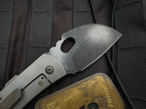 Homer Zhu Custom Parrot Folder Fluted Stonewashed Titanium Body w/ 154CM Partial Blackwash Plain Edge Blade (2.7") #021