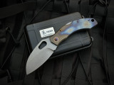 EARLY Homer Zhu Custom Hero Lockback Folder Flamed Titanium Body w/ VG-10 Stonewashed Plain Edge Blade (3.58") #004
