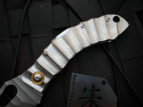 Homer Zhu Custom Hero Lockback Folder Spinal Cord Polished Stonewashed Titanium Body w/ VG-10 Sculpted Stonewashed Plain Edge Blade (3.58") #033