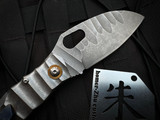 Homer Zhu Custom Hero Lockback Folder Spinal Cord Polished Stonewashed Titanium Body w/ VG-10 Sculpted Stonewashed Plain Edge Blade (3.58") #033