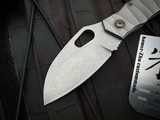 Homer Zhu Custom Hero Lockback Folder Sculpted Stonewashed Titanium Body w/ VG-10 Stonewashed Plain Edge Blade (3.58") #019