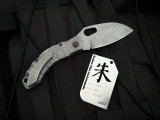 Homer Zhu Custom Hero Lockback Folder Sculpted Stonewashed Titanium Body w/ VG-10 Stonewashed Plain Edge Blade (3.58") #019