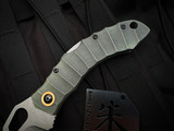 Homer Zhu Custom Hero Lockback Folder Sculpted Green Titanium Body w/ VG-10 Stonewashed Plain Edge Blade (3.58") #036
