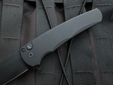 PRE-OWNED Pro-Tech Malibu Operator Edition Black Aluminum Body and Tritium Button w/ 20CV DLC Plain Edge Blade (3.5")