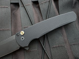 PRE-OWNED Pro-Tech Malibu 2023 Bladeshow Special Textured Black Aluminum Body and Mosaic Pin Button w/ Magancut DLC Plain Edge Blade (3.25") #33 of 200