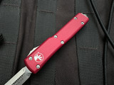 PRE-OWNED Microtech UTX-70 D/E Red Aluminum Body w/ Satin Plain Edge Blade (2.42") 147-4RD