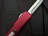 PRE-OWNED Microtech UTX-70 D/E Red Aluminum Body w/ Satin Plain Edge Blade (2.42") 147-4RD