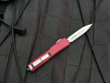 PRE-OWNED Microtech UTX-70 D/E Red Aluminum Body w/ Satin Plain Edge Blade (2.42") 147-4RD