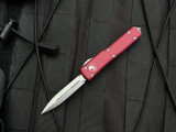 PRE-OWNED Microtech UTX-70 D/E Red Aluminum Body w/ Satin Plain Edge Blade (2.42") 147-4RD