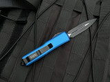 CONSIGNMENT Microtech UTX-85 D/E Blue Aluminum Body w/ Black Plain Edge Blade (3.1") 232-1BL