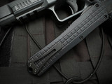 Heretic Knives Manticore X T/E Black Grenade Grip Black Aluminum Body w/ CPM Magnacut Plain Edge Blade (3.75") H031F-6A-T