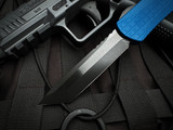 Heretic Knives Manticore X T/E Blue Grenade Grip Black Aluminum Body w/ CPM Magnacut Plain Edge Blade (3.75") H031F-6A-BLU