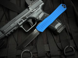 Heretic Knives Manticore X T/E Blue Grenade Grip Black Aluminum Body w/ CPM Magnacut Plain Edge Blade (3.75") H031F-6A-BLU