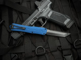Heretic Knives Manticore X T/E Blue Grenade Grip Black Aluminum Body w/ CPM Magnacut Plain Edge Blade (3.75") H031F-6A-BLU