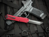 Heretic Knives Manticore X T/E Red Grenade Grip Black Aluminum Body w/ CPM Magnacut Plain Edge Blade (3.75") H031F-6A-RED