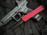 Heretic Knives Manticore X T/E Red Grenade Grip Black Aluminum Body w/ CPM Magnacut Plain Edge Blade (3.75") H031F-6A-RED