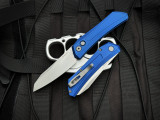 Pro-Tech Oligarch Auto Folder Blue Aluminum Body w/ Magnacut Stonewashed Plain Edge Blade (3.25") DS101-BLUE