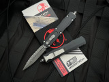 Microtech Dirac D/E Black Aluminum Body w/ Apocalyptic Full Serrated Blade (2.92") 225-12AP