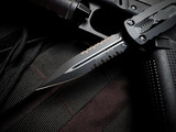 Microtech Dirac D/E Tactical Black Aluminum w/ M390MK Black Partially Serrated Blade (2.92") 225-2T