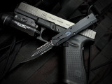 Microtech Dirac D/E Tactical Black Aluminum w/ M390MK Black Partially Serrated Blade (2.92") 225-2T