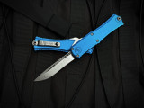 Microtech Hera II Mini Recurve Blue Aluminum Body w/ M390MK Stonewashed Plain Edge Blade (2.875") 1705M-10BL