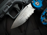 Microtech LUDT Auto Folder Blue Aluminum Body w/ M390MK Stonewashed Partially Serrated Blade (3.5") 1135-11BL